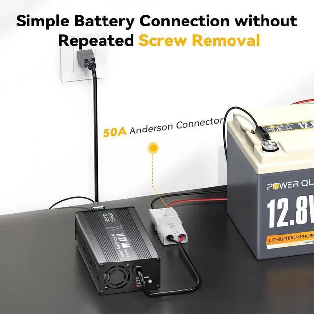 Alt view image 2 of 7 - 14.6V 10A LiFePO4 Battery Charger, 2-Stage Automatic Smart Battery Charger and Maintenance, LiFePO4 Lithium Batteries Charger, Suitable for 12V (12.8V) Lipo Lithium Iron Phosphate Battery