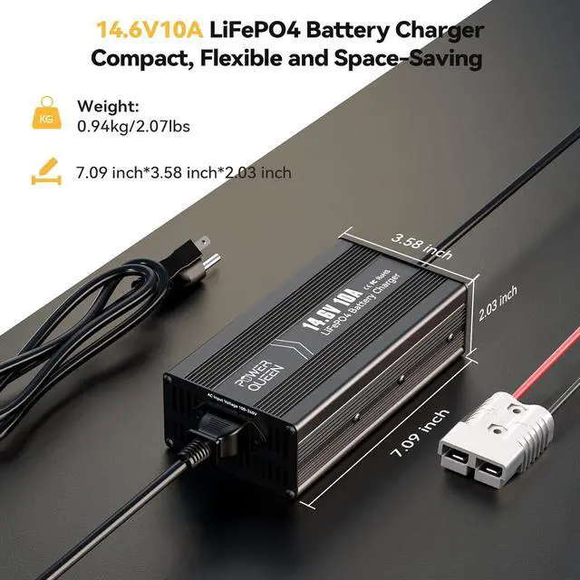 Alt view image 5 of 7 - 14.6V 10A LiFePO4 Battery Charger, 2-Stage Automatic Smart Battery Charger and Maintenance, LiFePO4 Lithium Batteries Charger, Suitable for 12V (12.8V) Lipo Lithium Iron Phosphate Battery