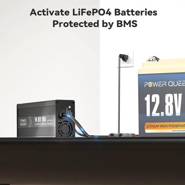 Alt view image 6 of 7 - 14.6V 10A LiFePO4 Battery Charger, 2-Stage Automatic Smart Battery Charger and Maintenance, LiFePO4 Lithium Batteries Charger, Suitable for 12V (12.8V) Lipo Lithium Iron Phosphate Battery