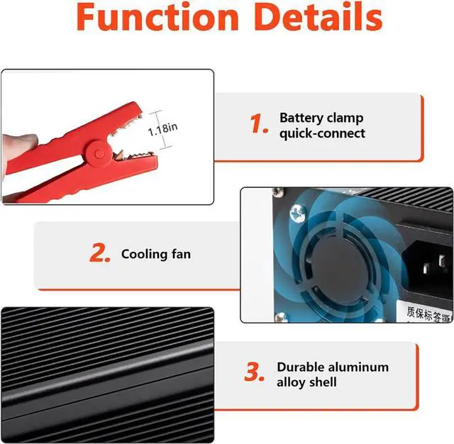 Alt view image 2 of 7 - 14.6V 10A Lithium Battery Charger 12V LiFePO4 Battery Charger AC-DC Smart Charger with LED Indicator Special for LiFePO4 Deep Cycle Rechargeable Batteries of Boat, RV