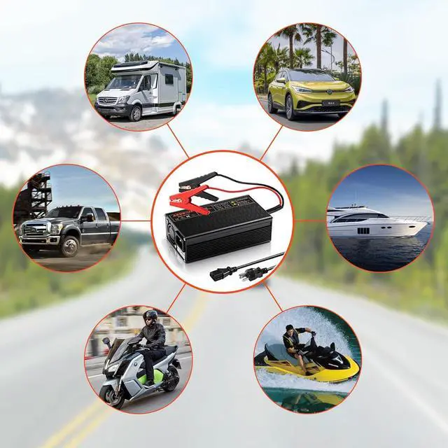 Alt view image 7 of 7 - 14.6V 10A Lithium Battery Charger 12V LiFePO4 Battery Charger AC-DC Smart Charger with LED Indicator Special for LiFePO4 Deep Cycle Rechargeable Batteries of Boat, RV