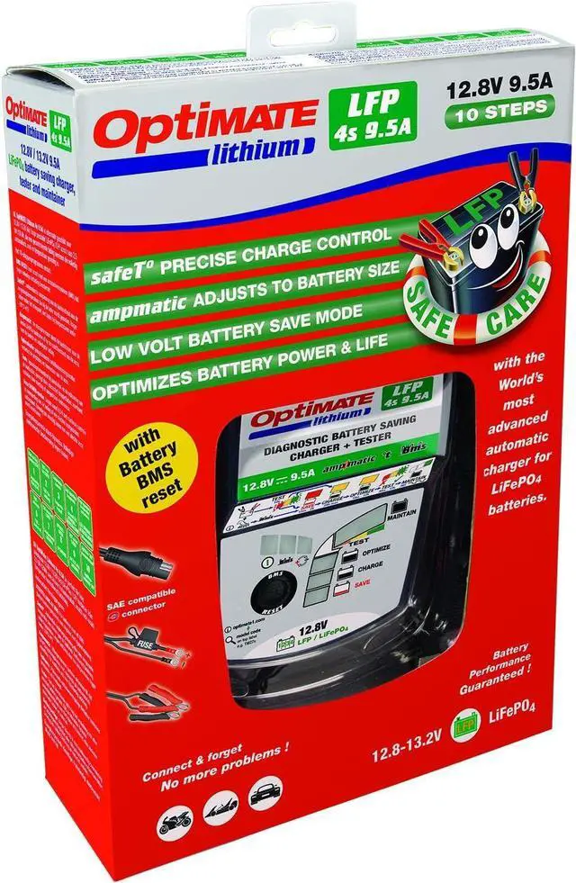 Alt view image 4 of 4 - Tecmate Optimate Lithium 4s 10A, TM-275v2, 10-Step 12.8V 10A Sealed Battery Saving Charger & maintainer