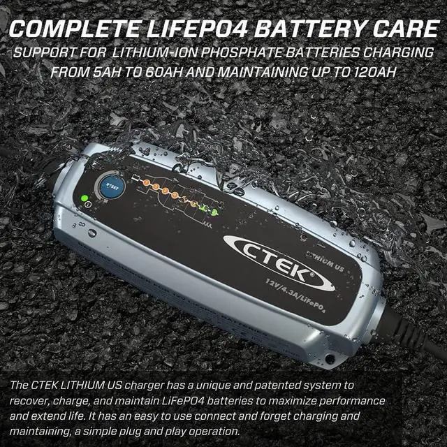 Alt view image 3 of 7 - 56-926 Lithium US | Fully Automatic Lithium Ion Phosphate LiFePO4 Battery Charger | 5.0Ah - 60Ah | Maintenance Charging up to 120Ah