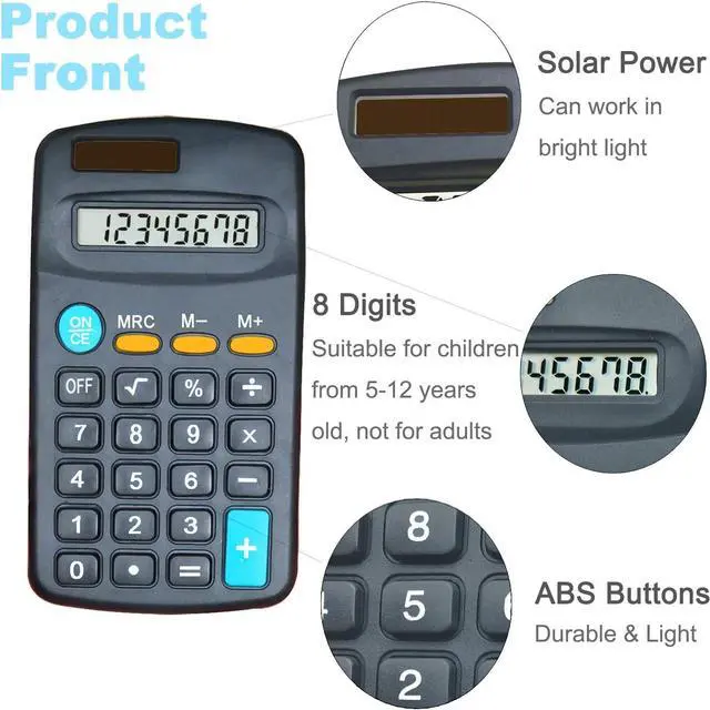 Alt view image 2 of 7 - Calculator Small, 4 Function Calculators with Solar Power 8 Digit Small Pocket Size Desktop Handheld for Classroom Desktop Home (Black,Set of 30)