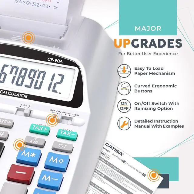 Alt view image 2 of 7 - New & Upgraded 2025 Printing Calculator Adding Machine 10 Key, Desktop Home Office Calculator with Paper Roll Print Out, Accounting Business Finance