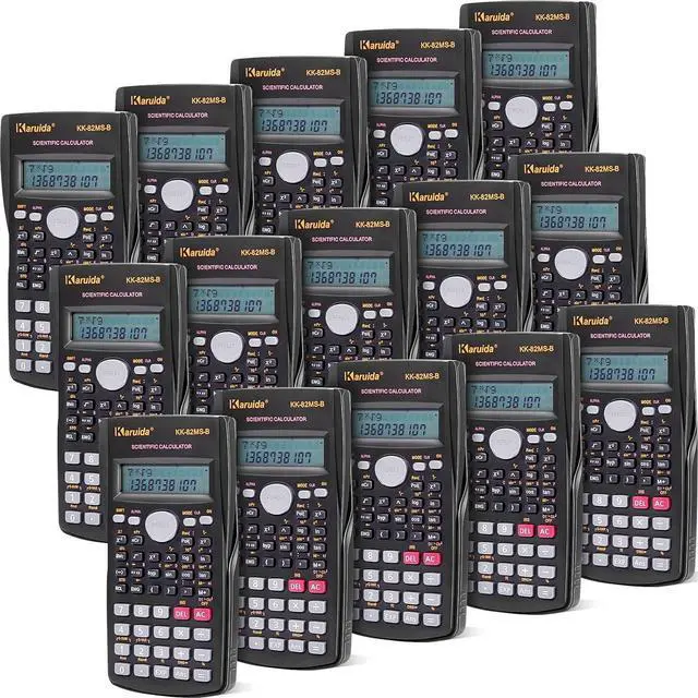 Main image of 15 Pieces 2 Line Engineering Scientific Calculator Bulk Function Math Calculator Large Display for Student Teacher Classroom High School College School, AAA Batteries Included