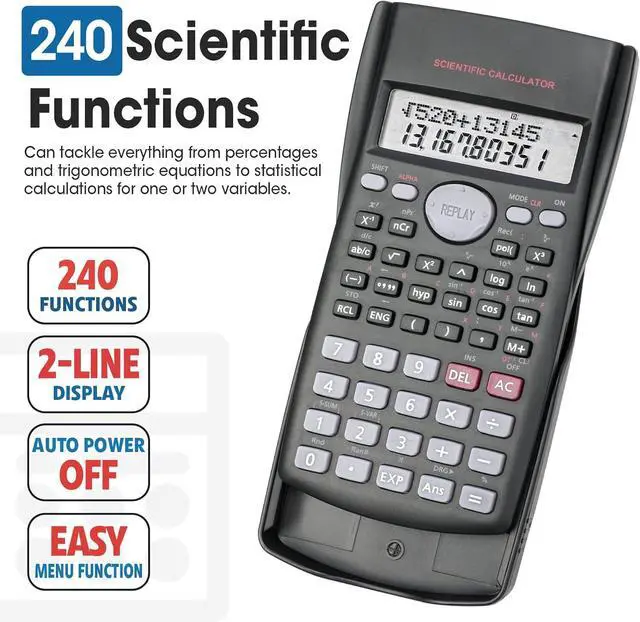 Alt view image 2 of 6 - 24 Pack Scientific Calculators Bulk, 2-Line Large Screen Display 240 Functions Scientific Calculators for Students, Math Algebra Fraction Calculator for High School College School