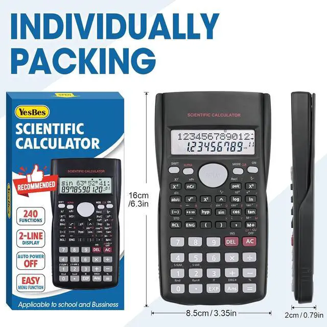 Alt view image 5 of 6 - 24 Pack Scientific Calculators Bulk, 2-Line Large Screen Display 240 Functions Scientific Calculators for Students, Math Algebra Fraction Calculator for High School College School