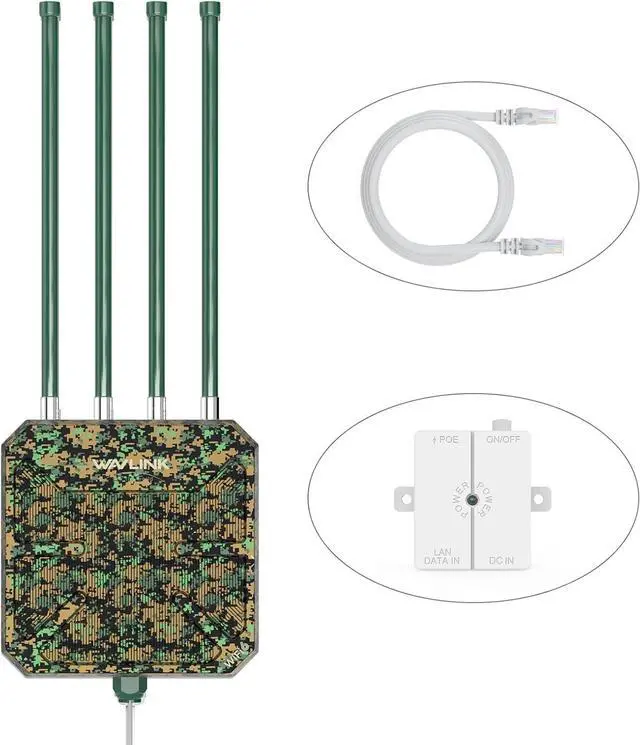 Main image of AX3000 Outdoor WiFi 6 Extender Long Range, WiFi 6 Outdoor Wireless Access Point, Support Active PoE, 4x8dBi Antennas,Outdoor WiFi Solution,IP67,Up to 128 Devices for Farm,Yard,RV,Campsite,Park