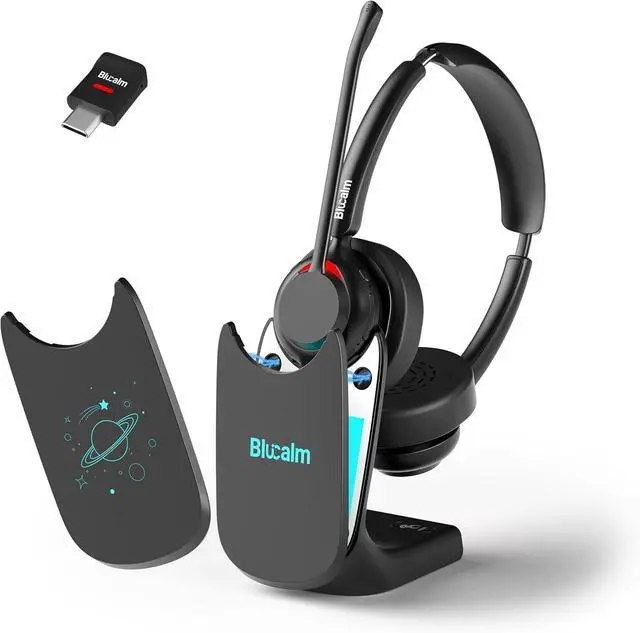 Main image of Business V5.4 Wireless Headset with Charging Base, Computer Headset with Mic & 2.4 G USB Dongle for PC/Phone Work, Wireless Headphones with Noise-Cancelling Mic for Office, WFH, Teams, Zoom