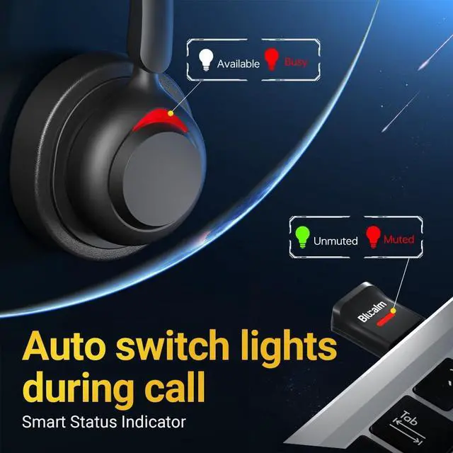 Alt view image 7 of 7 - Business V5.4 Wireless Headset with Charging Base, Computer Headset with Mic & 2.4 G USB Dongle for PC/Phone Work, Wireless Headphones with Noise-Cancelling Mic for Office, WFH, Teams, Zoom