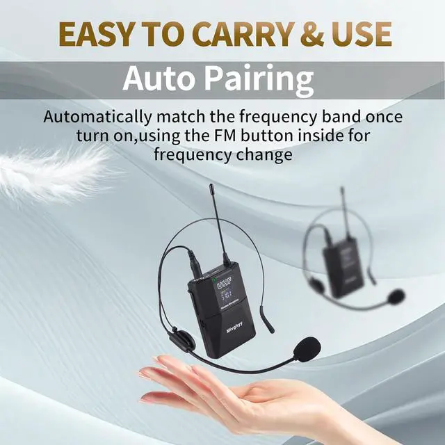 Alt view image 4 of 7 - Wireless Microphones System with UHF Headset/Lavalier Lapel Mics, Bodypack Transmitter, 2 x 50 Channels, 164ft Range for Church Conference Performance Singing Karaoke PA Speaker Mixer