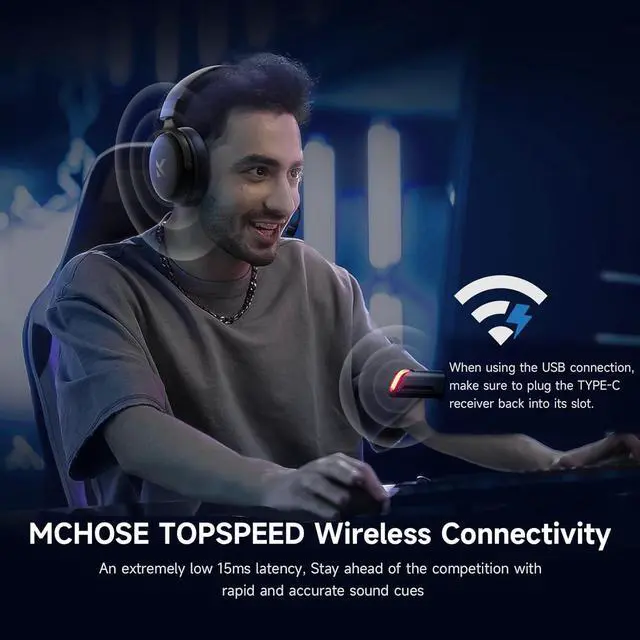 Alt view image 5 of 7 - V9 PRO Wireless Gaming Headset 7.1 Surround Sound for PS5 PS4 PC SWITCH TOPSPEED Gaming Headphones with Noise Canceling Mic, 250Hr Battery, Low 15ms Latency, Lightweight, BT 5.3 FPS Games Black