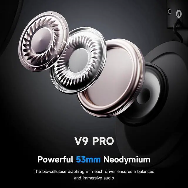 Alt view image 2 of 7 - V9 PRO Wireless Gaming Headset 7.1 Surround Sound for PS5 PS4 PC SWITCH TOPSPEED Gaming Headphones with Noise Canceling Mic, 250Hr Battery, Low 15ms Latency, Lightweight, BT 5.3 FPS Games Black