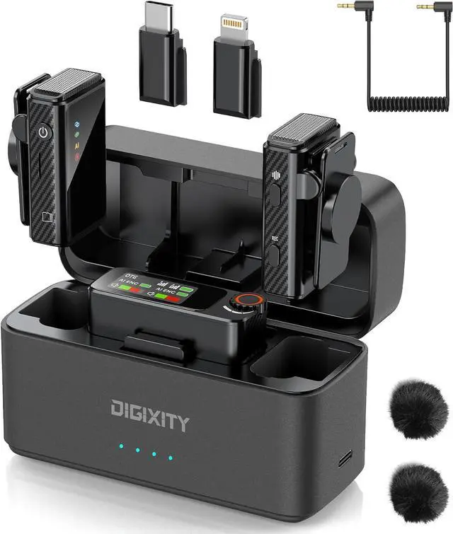 Main image of Wireless Lavalier Microphone for iPhone/Android/Camera/PC,AI Noise Canceling Clip-On Mic with Charging Case- Magnetic Dual Mics for Podcast, Vlog, Interview & Video Recording  492Ft Range