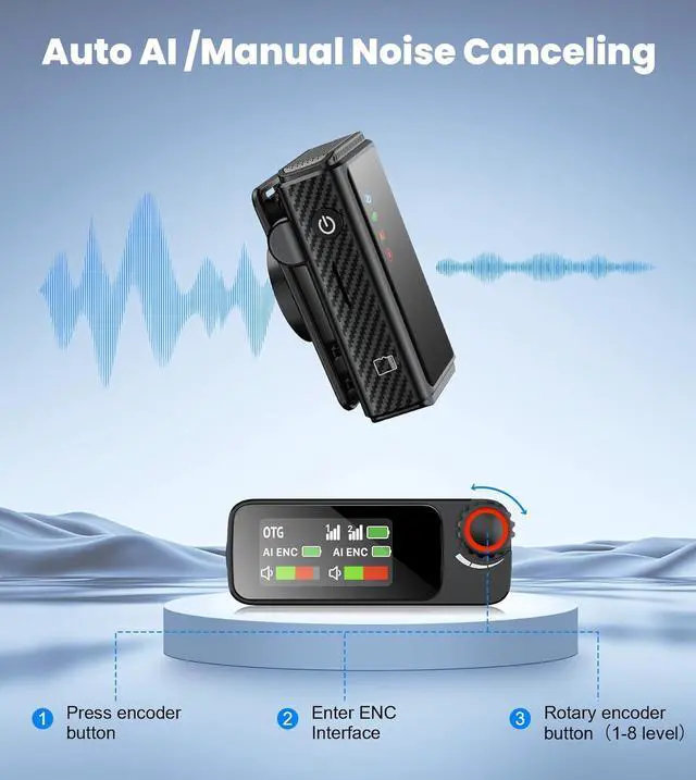 Alt view image 2 of 7 - Wireless Lavalier Microphone for iPhone/Android/Camera/PC,AI Noise Canceling Clip-On Mic with Charging Case- Magnetic Dual Mics for Podcast, Vlog, Interview & Video Recording  492Ft Range