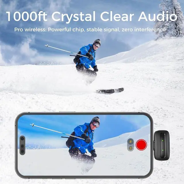 Alt view image 5 of 7 - Wireless Lavalier Microphone for iPhone, iPad, Android, Camera, PC  Pro 2.4GHz Mic with Noise Reduction, 40H Battery, 1000ft Range, Charging Case & Magnetic Clip  for Video, Podcast, Vlog