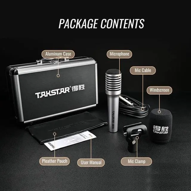 Alt view image 6 of 6 - TAKSTAR Cardioid Dynamic Microphone, TA-68 Vocal Recording Professional Stage Microphone for Broadcast Mic with Suspension Shock-Mounted Cartridge, Mic Clip, Metal Suitcase, 3-pin XLR Connector