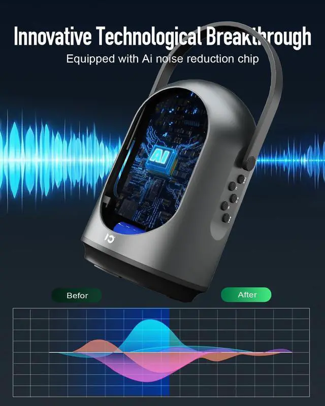 Alt view image 2 of 7 - Voice Amplifier with Wireless Microphones, 35W Portable Microphones with Speaker, Bluetooth Speaker PA System Karaoke Machine for Home Outdoor, Support TF/AUX/USB F10