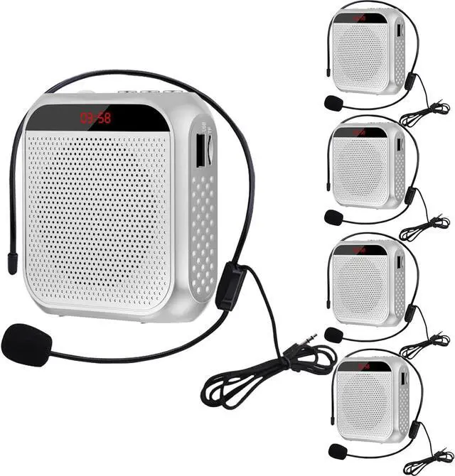 Main image of Portable Voice Amplifier for Teachers,Rechargeable Portable Microphone with Speaker,Wired Microphone,Pa System for Outdoors, Teaching, Meeting, Tour Guide, Yoga(5PCS,White)