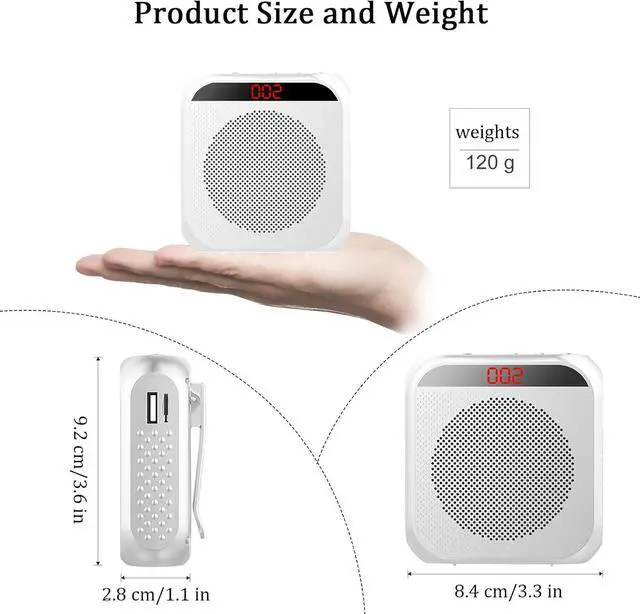 Alt view image 3 of 7 - Portable Voice Amplifier for Teachers,Rechargeable Portable Microphone with Speaker,Wired Microphone,Pa System for Outdoors, Teaching, Meeting, Tour Guide, Yoga(5PCS,White)