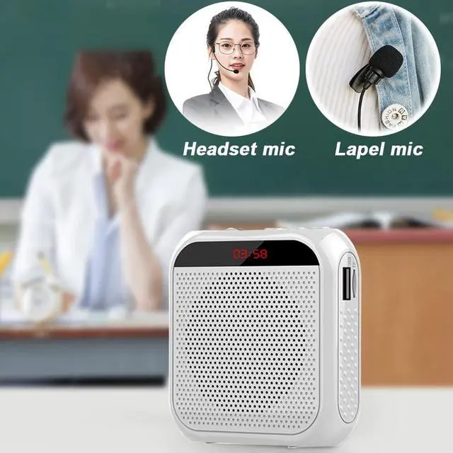 Alt view image 4 of 7 - Portable Voice Amplifier for Teachers,Rechargeable Portable Microphone with Speaker,Wired Microphone,Pa System for Outdoors, Teaching, Meeting, Tour Guide, Yoga(5PCS,White)