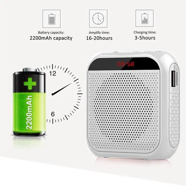 Alt view image 5 of 7 - Portable Voice Amplifier for Teachers,Rechargeable Portable Microphone with Speaker,Wired Microphone,Pa System for Outdoors, Teaching, Meeting, Tour Guide, Yoga(5PCS,White)