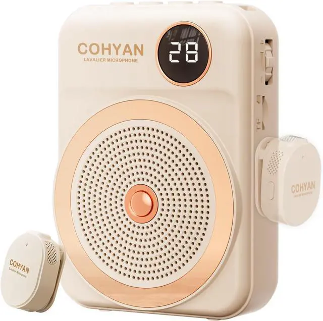 Main image of Voice Amplifier for Teachers with Wireless Lavalier Lapel Microphone Portable Bluetooth Microphone & Speaker, Rechargeable Bullhorn Megaphone for Classroom, Meetings, Yoga, Training, Tour Guides