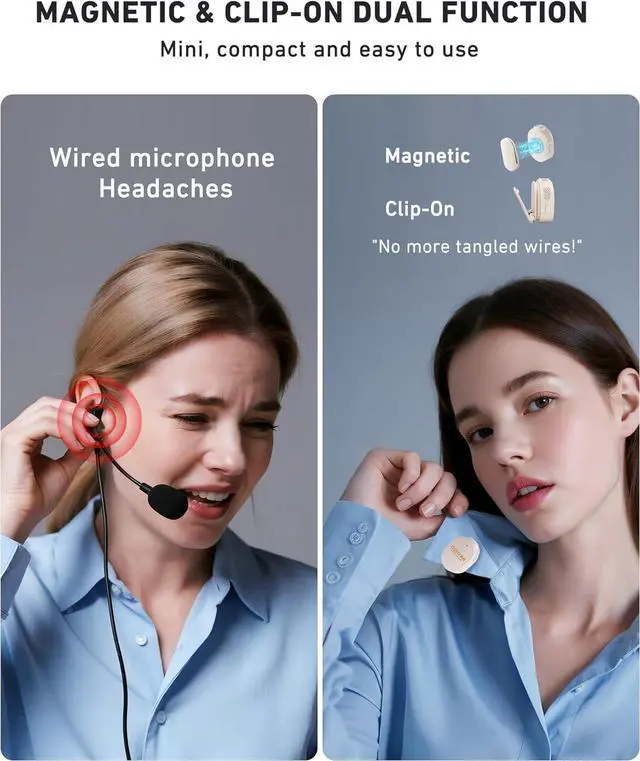 Alt view image 2 of 6 - Voice Amplifier for Teachers with Wireless Lavalier Lapel Microphone Portable Bluetooth Microphone & Speaker, Rechargeable Bullhorn Megaphone for Classroom, Meetings, Yoga, Training, Tour Guides