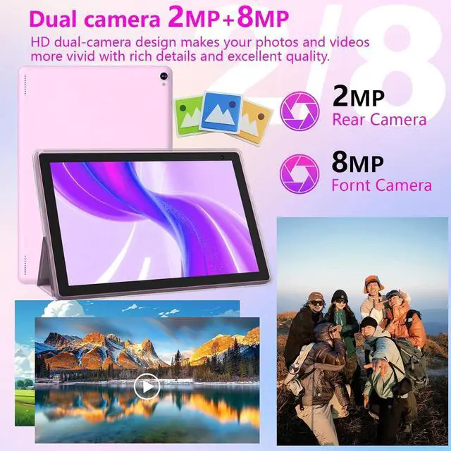 Alt view image 5 of 7 - 10 inch Android 15 Tablet, 8GB RAM 32GB ROM Powerful Quad-core CPU, 1280*800 Resolution Screen Tablet PC, 8MP Camera, 6000mAh Battery Computer, 2 in 1 Tablets with Keyboard, Case, Mouse, Stylus Laptop