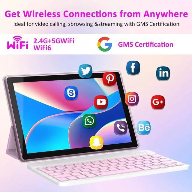 Alt view image 6 of 7 - 10 inch Android 15 Tablet, 8GB RAM 32GB ROM Powerful Quad-core CPU, 1280*800 Resolution Screen Tablet PC, 8MP Camera, 6000mAh Battery Computer, 2 in 1 Tablets with Keyboard, Case, Mouse, Stylus Laptop
