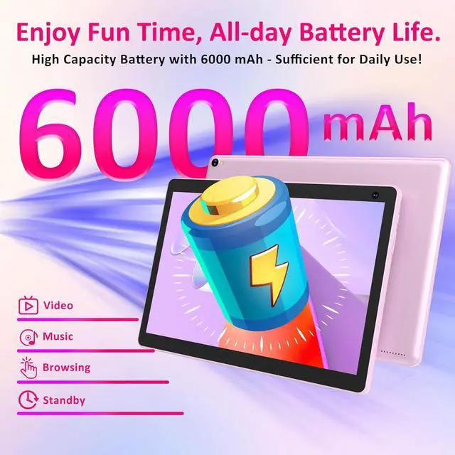 Alt view image 7 of 7 - 10 inch Android 15 Tablet, 8GB RAM 32GB ROM Powerful Quad-core CPU, 1280*800 Resolution Screen Tablet PC, 8MP Camera, 6000mAh Battery Computer, 2 in 1 Tablets with Keyboard, Case, Mouse, Stylus Laptop