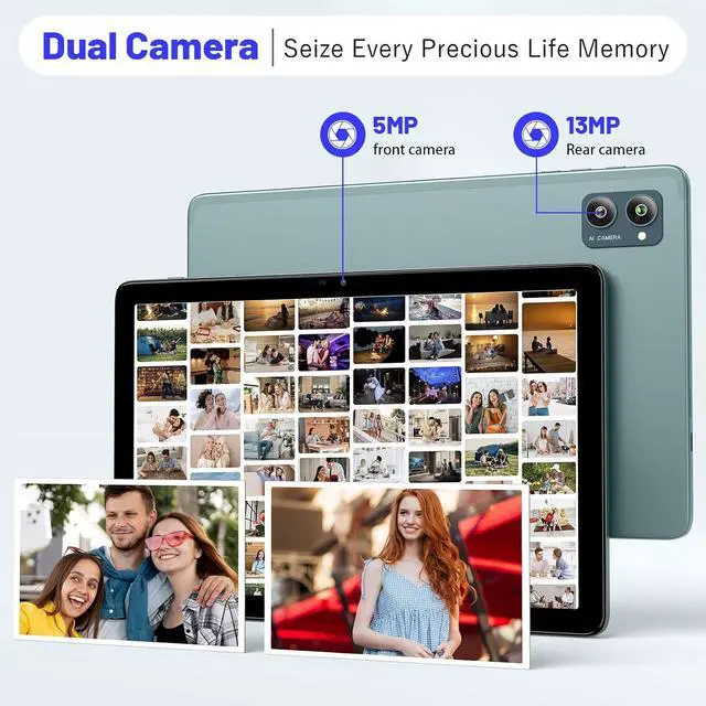 Alt view image 5 of 7 - 10.1 inch Android Tablet Computer, Android 14 Tablet, 6800mAh Battery, 1280 * 800 IPS, 8(4+4GB) RAM+128GB ROM+512GB Expand,WiFi, Bluetooth 5.0, GPS, Dual Camera, Split Screen Support, Light Blue