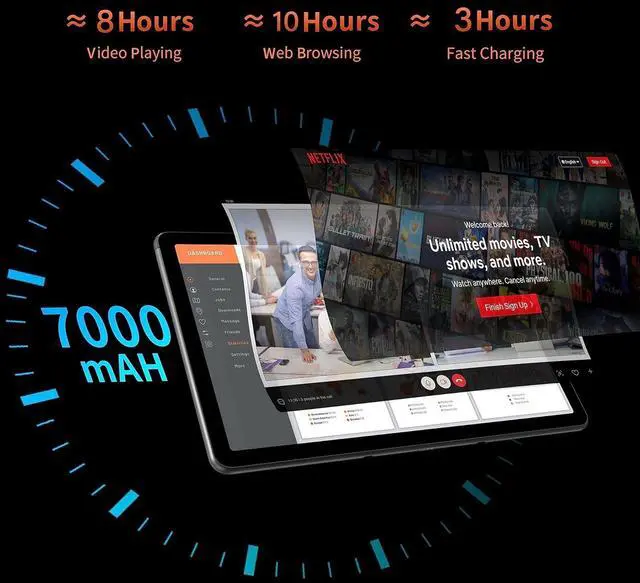 Alt view image 4 of 7 - T3 Tablet 10.4inchs Tablets Computer Android 2K Screen,MediaTek Helio G99, 6GB RAM + 128GB ROM + Expand, 8+13MP Dual Camera, 7000mAh, WiFi, GPS (T3-6G)