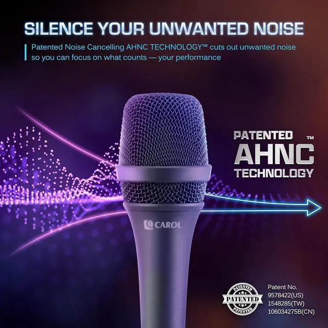 Alt view image 4 of 6 - AC-900 XLR Wired Vocal Microphone  Dynamic Supercardioid Mic with Dual-Engine AHNC Noise Cancelling Tech for Singing, Karaoke, Stage & Studio, Includes Mic Clip & 14.8ft XLR Cable - Gray