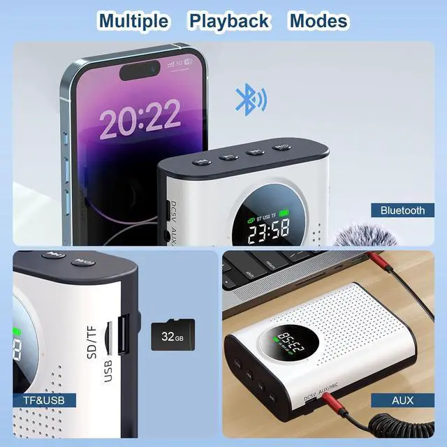 Alt view image 5 of 7 - Voice Amplifier Wireless with Lavalier Microphone Magnetic & Recording,Portable Voice Amplifier with Lapel Mic Speaker,Personal Voice Amplifier for Classroom,Speech,Tour Guide,Teaching Outdoor