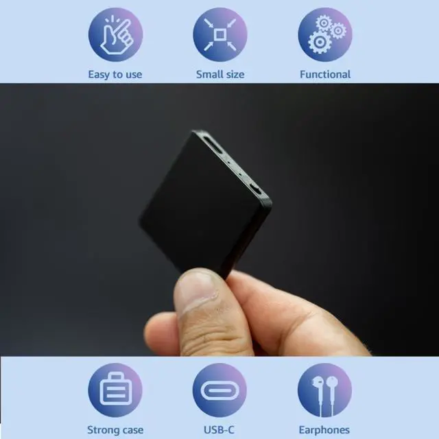 Alt view image 5 of 7 - Voice Activated Recorder with Playback  64GB Storage, 1100 Hours of Audio Recording, Slim & Portable for Meetings, Interviews & Classes, Easy Notetaker - TileREC by Atto Digital