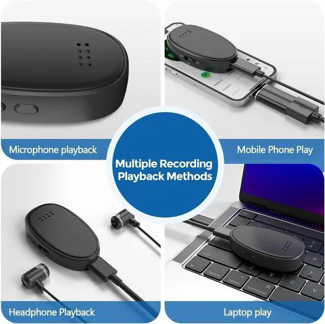 Alt view image 5 of 6 - 128GB Voice Recorder, Audio Activated Recorder with Playback & AI Noise Reduction for Lectures, Meetings, Interviews, Compatible with Smartphone & PC