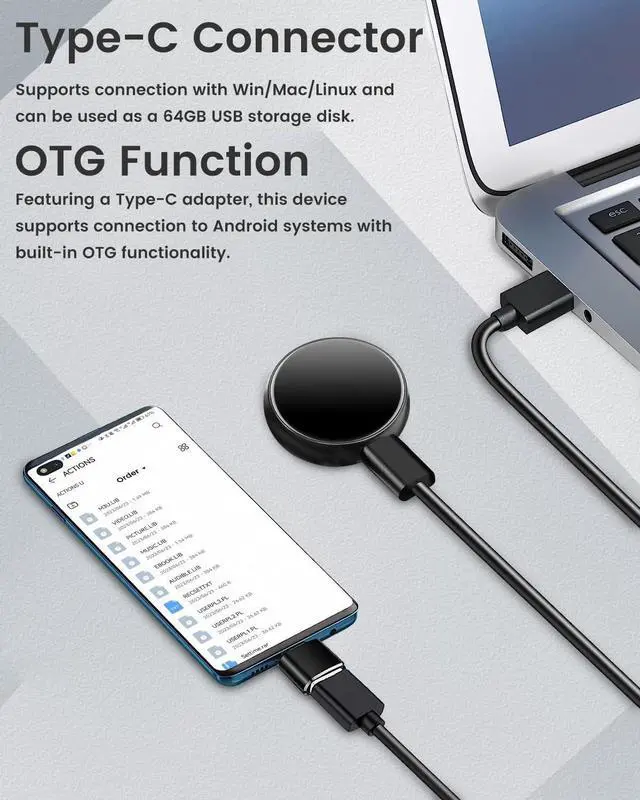 Alt view image 7 of 7 - 3072Kbps Magnetic Voice Recorder, Audio Recorders with AI-Intelligent Triple Noise Cancellation, 128GB Voice Activated Recorder with 9500Hours Store, Recording Device for Lectures, Meetings, Intervie