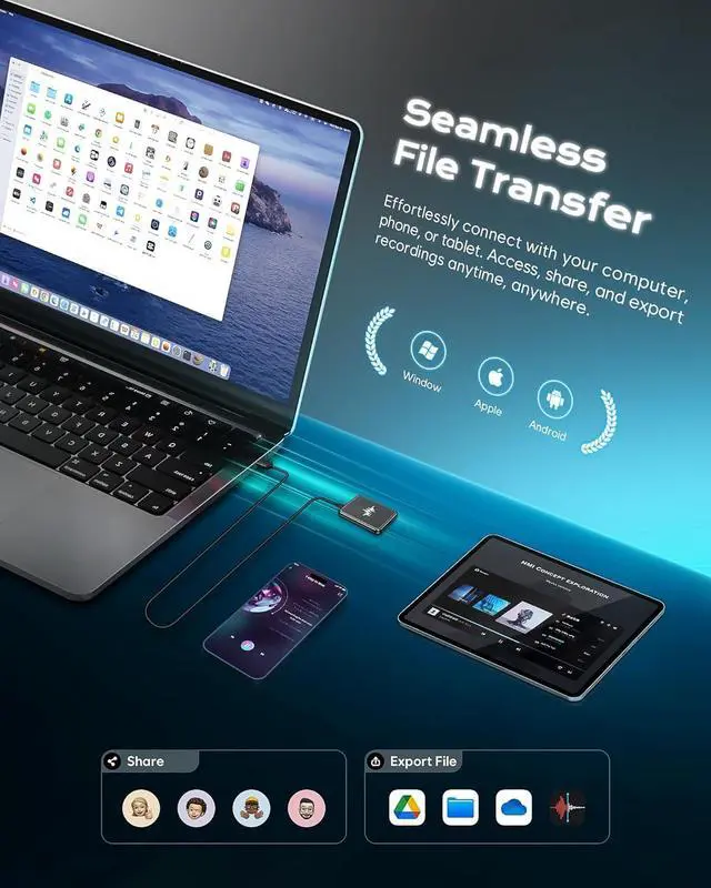 Alt view image 6 of 7 - 128G (9800 Hour) Voice Activated Recorder, Dual-Sided Magnetic Voice Recorder with Playback, Audio Recorder with AI-Intelligent Noise Reduction, 70H Continuous for Lectures, Meetings