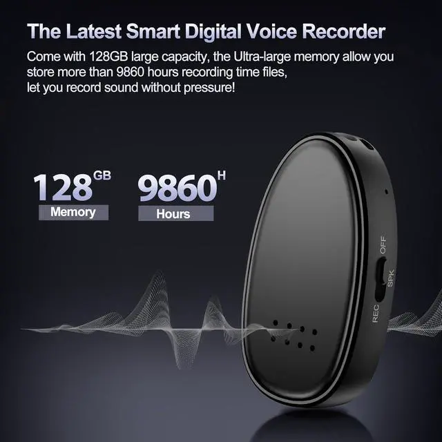 Alt view image 2 of 7 - 128GB9860 Hours  Digital Voice Recorder with Triple Noise Reduction, Student Recording Device with External Speaker and MP3 Playback, 1536kbps Audio Recorder for Lectures and Work, Black