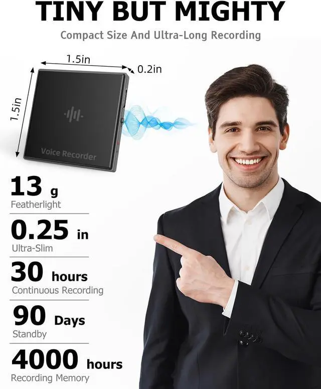 Digital Voice Recorder 1000H Continu Opname Stem-geactiveerde Magnetische 128G - K&F Concept