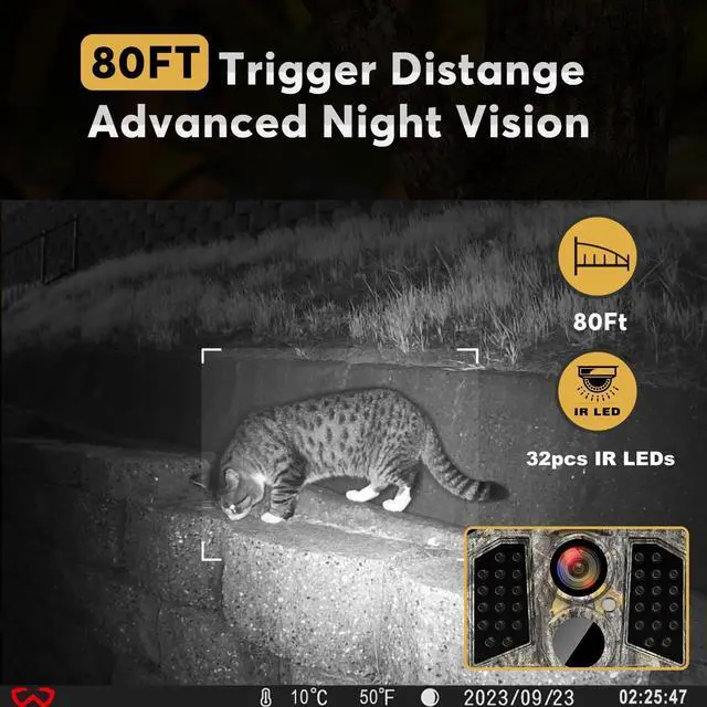 Alt view image 4 of 6 - Trail Camera 3 Pack 36MP 1920P HD Game Camera with SD Cards, 0.2s Trigger Time Infrared Night Vision Motion Activated Hunting Cam, IP66 Waterproof 2.0''LCD Wildlife Camera for Monitoring