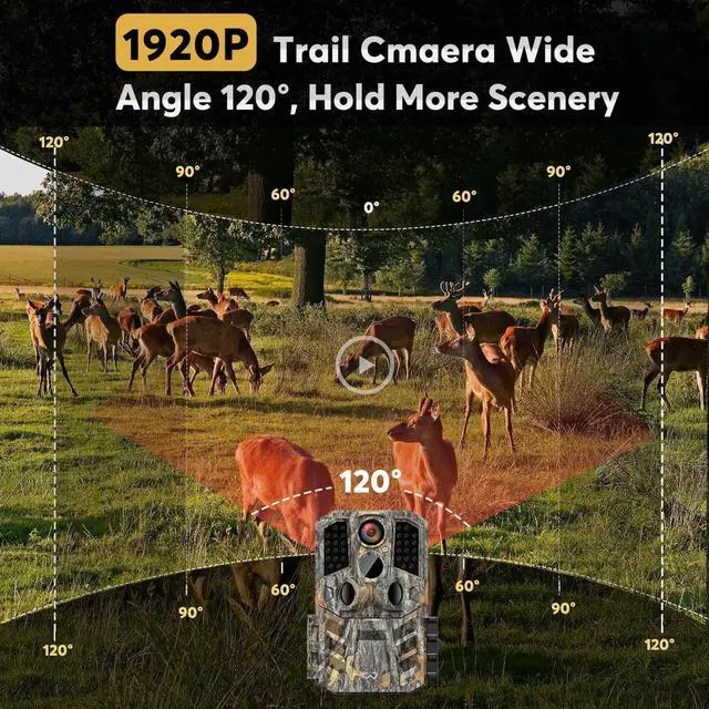 Alt view image 5 of 6 - Trail Camera 3 Pack 36MP 1920P HD Game Camera with SD Cards, 0.2s Trigger Time Infrared Night Vision Motion Activated Hunting Cam, IP66 Waterproof 2.0''LCD Wildlife Camera for Monitoring