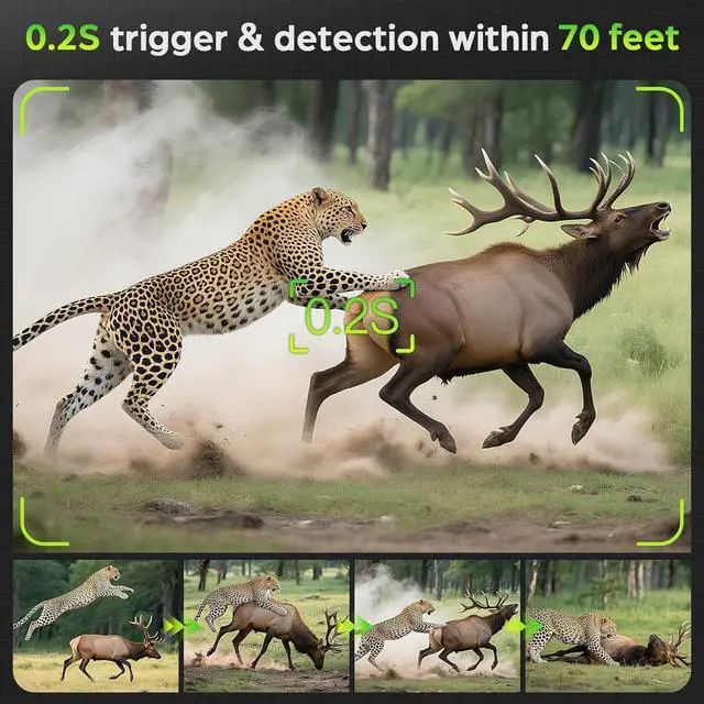 Alt view image 5 of 7 - WiFi Solar Trail Camera, Rechargeable 4K 64MP Trail Cam with Night Vision Motion Activated Waterproof IP66, 0.2s Trigger Game Cam with 850nm Low Glow Infrared LEDs, 32GB SD Card