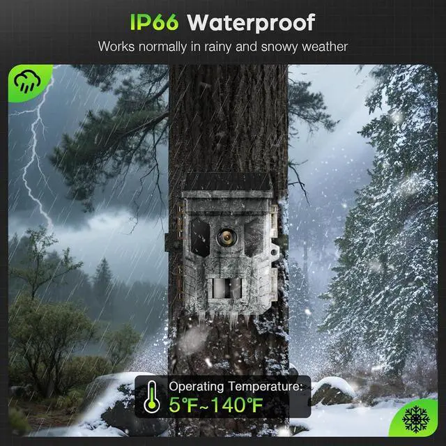 Alt view image 7 of 7 - WiFi Solar Trail Camera, Rechargeable 4K 64MP Trail Cam with Night Vision Motion Activated Waterproof IP66, 0.2s Trigger Game Cam with 850nm Low Glow Infrared LEDs, 32GB SD Card