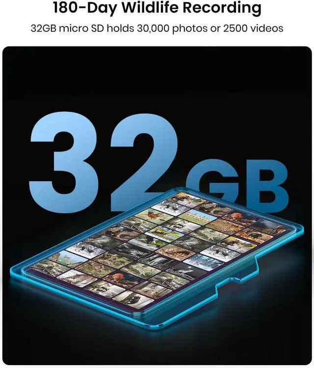 Alt view image 7 of 7 - 4K UHD Solar Trail Camera for Game & Wildlife Monitoring - 0.1s Motion Trigger to Capture Fast Animals, 64MP/4K Clear Night Vision, Map Tag, App Control, IP66 Waterproof, 32GB SD Card