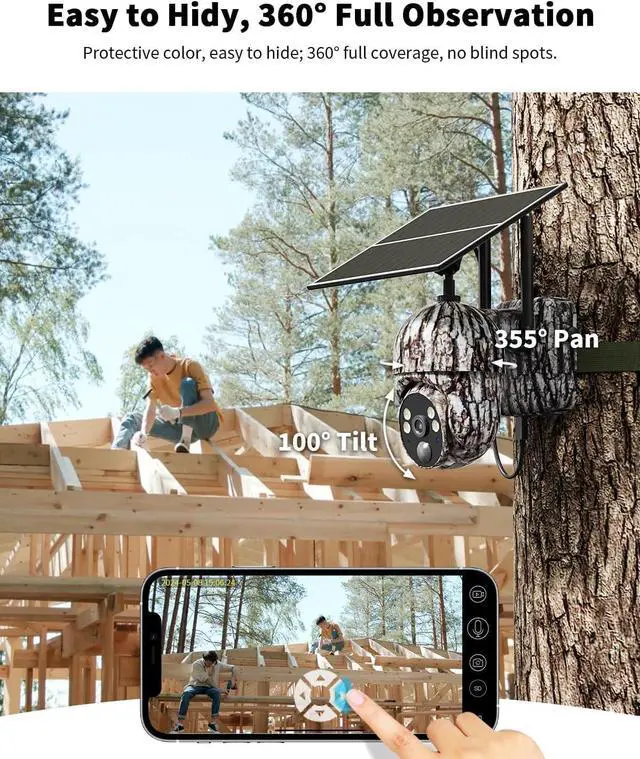 Alt view image 3 of 7 - 3rd Trail Camera with Built-in 4G LTE SIM Card, Support Unlimited Data Plan,2K Live Streaming, 360° Overview, Solar Cellular Deer/Game/Security Camera Outdoor, Motion Activated, Remote Access