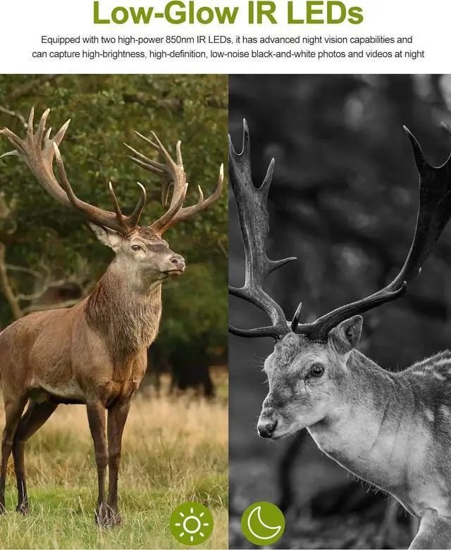 Alt view image 5 of 7 - Solar Trail Camera 8K 30FPS, 60MP Bluetooth WiFi Game Camera, APP Control Trail Cam, 120° Detection Angle/Night Vision/0.1S Trigger Motion Activated/IP66 Waterproof, Deer for Wildlife Farm