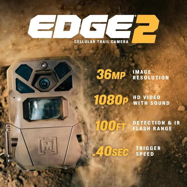Alt view image 2 of 7 - Edge 2 Cellular Trail Camera - Auto Connect Nationwide 4G LTE - On Demand 36MP Photo - 1080P Video with HD Audio - 100 Ft Detection Range - Low Glow Flash